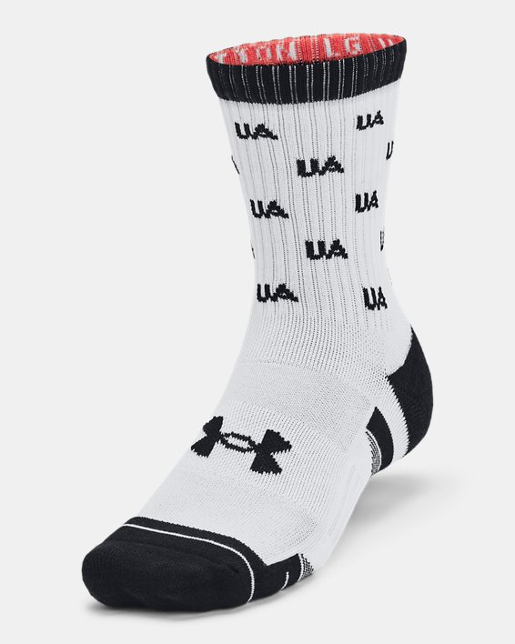 Unisex UA Performance Cotton 2 Pack Mid-Crew Socks in White image number 1